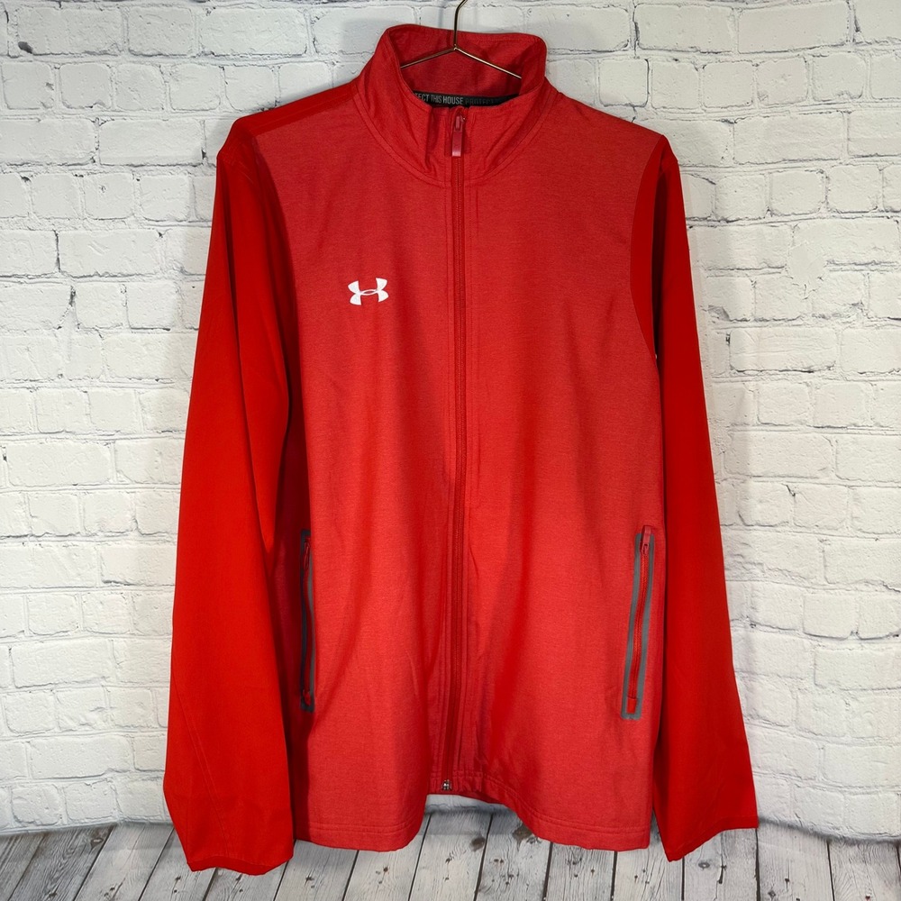 Under Armour Allseasongear Mens Red Full Zip Jacket Loose Fit Large LG G G